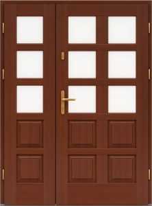 Входная деревянная дверь двухстворчатая - первая модель Краутс